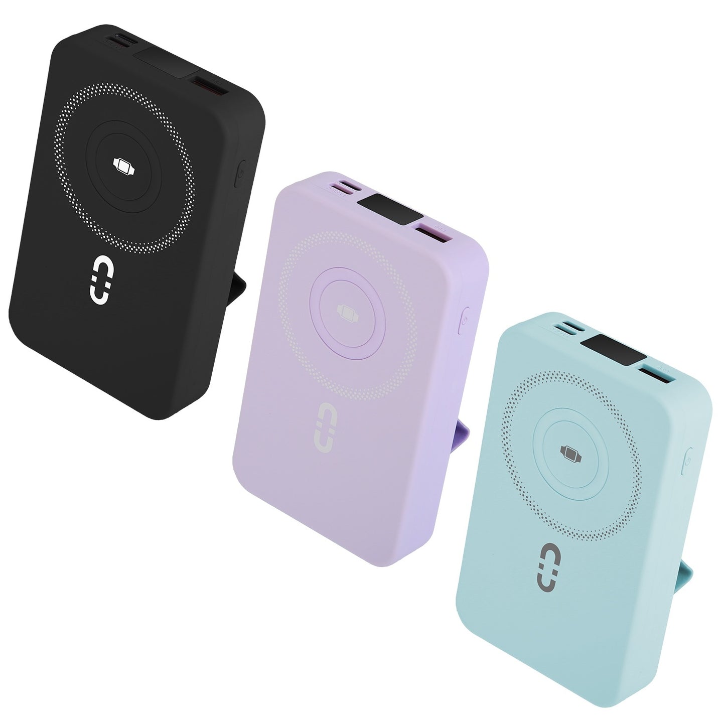 1Pc 3 In 1 10000mAh MagSafe Fast Charging Power Bank PD20W Portable Charger With 2 Built In Cables Stand Fit For IOS Phone 16 15 13 Series And More