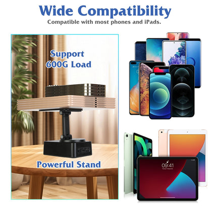1Pc 4 In 1 Foldable Wireless Speaker Phone Stand With Power Bank 360Degree Rotatable Stand Wireless Speaker 5000mAh Battery RGB Light For Phones IPads